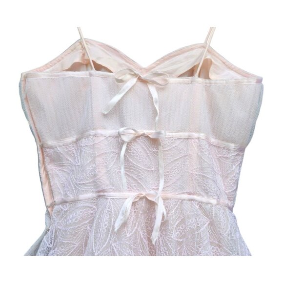 Vintage 1950s Lace & Netting Formal Cocktail Party Dress XXS - Picture 8 of 14